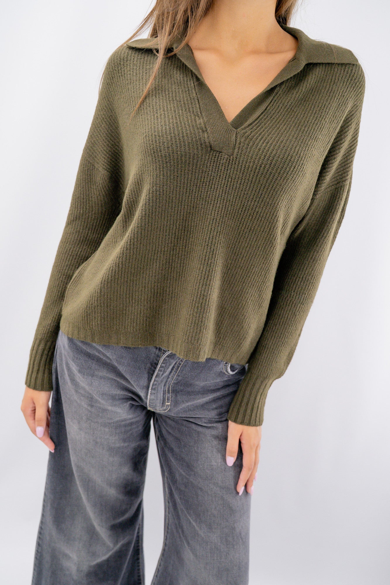Polo derby in maglia a costine
