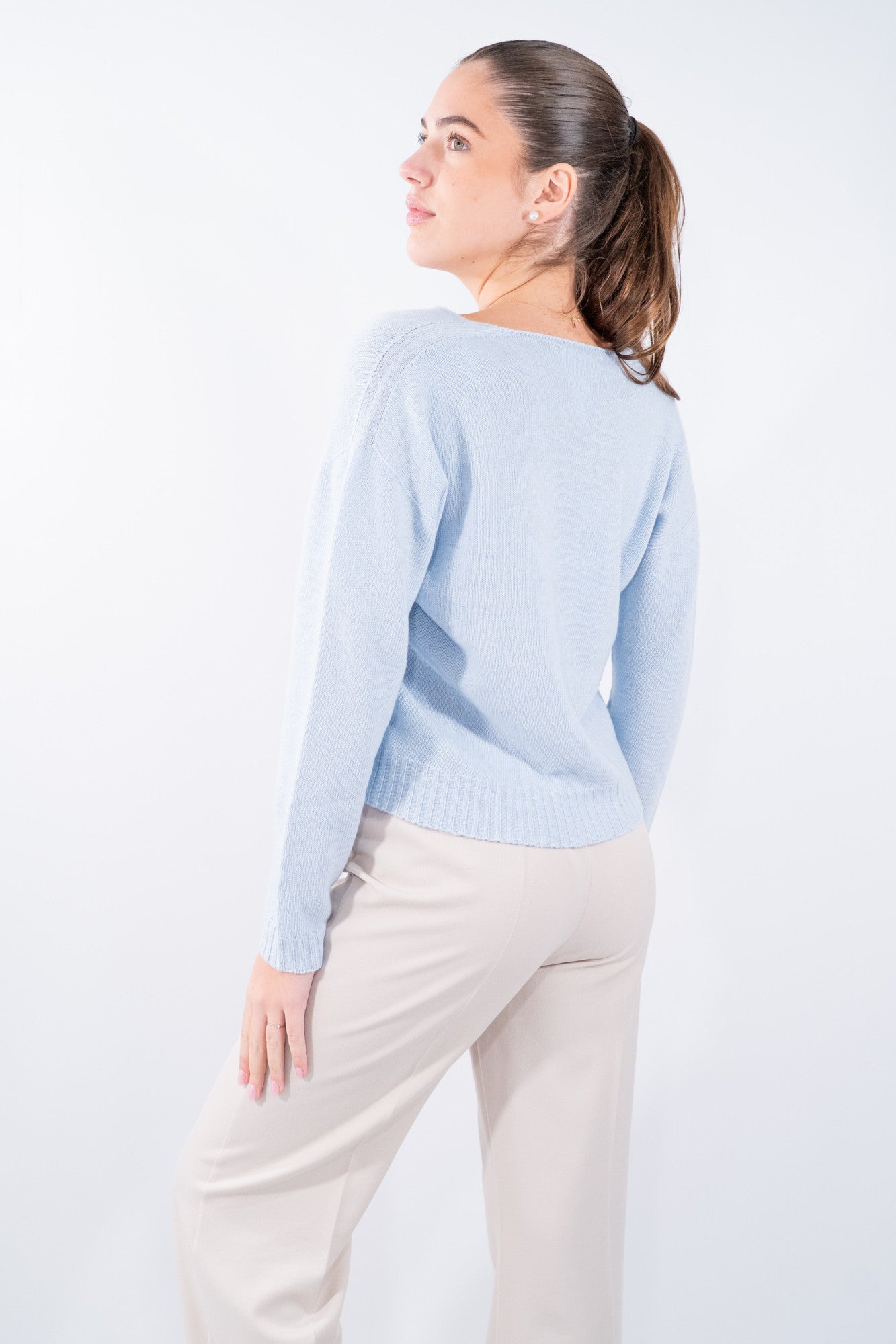 Maglia boxy con abbassamento a coste