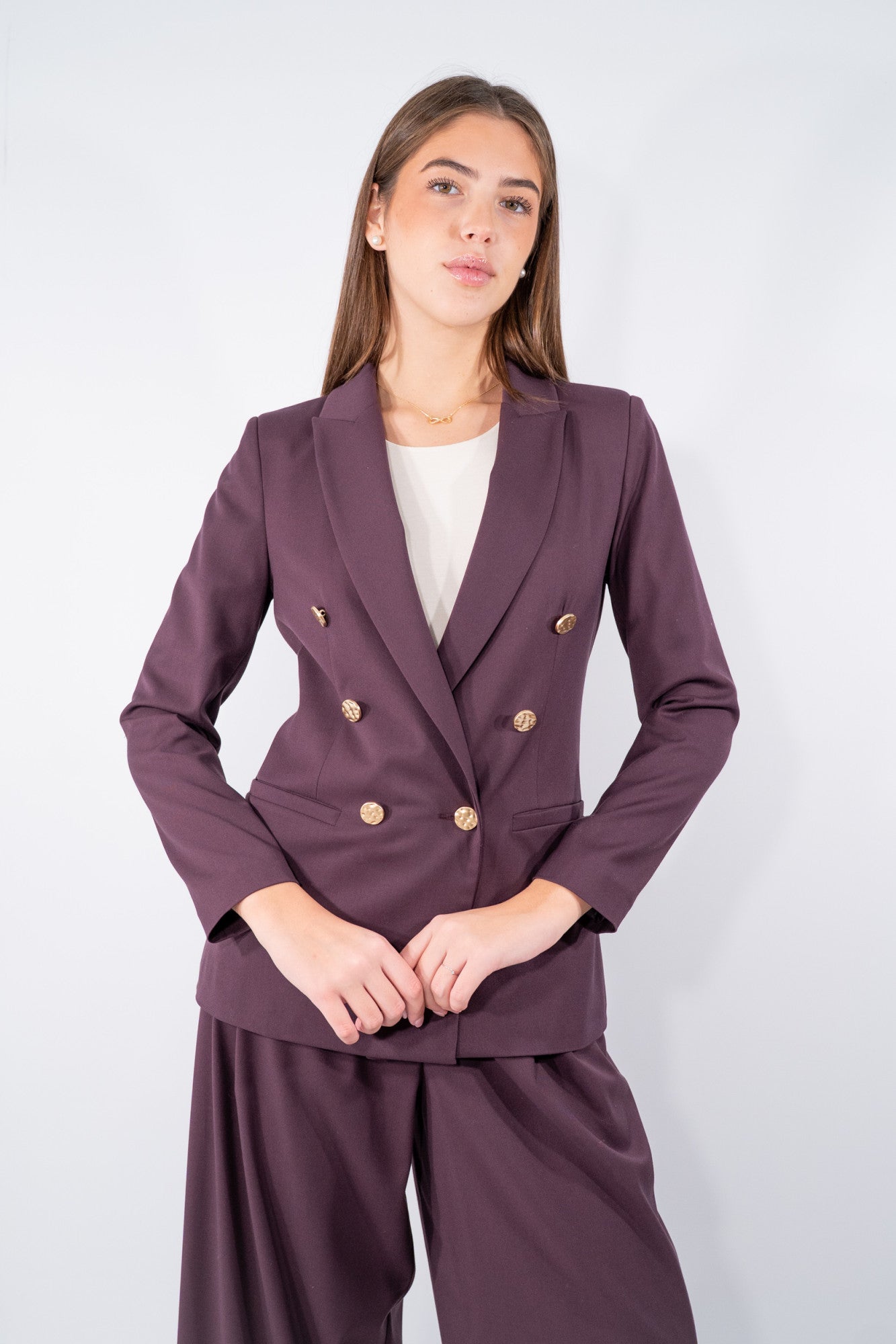 Blazer doppiopetto con bottoni dorati