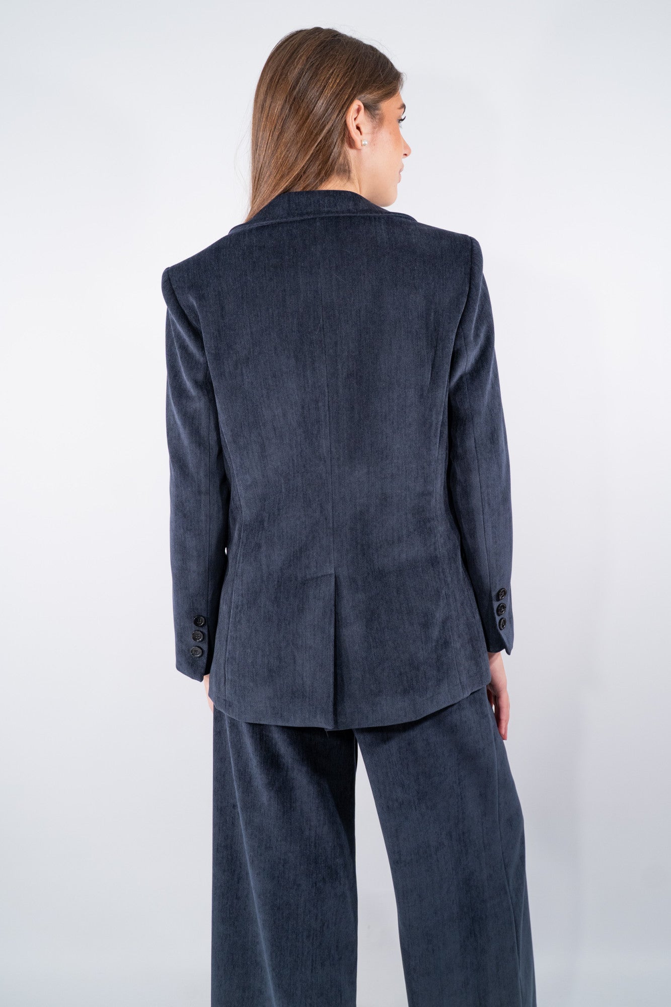 Blazer monopetto in tessuto effetto velluto