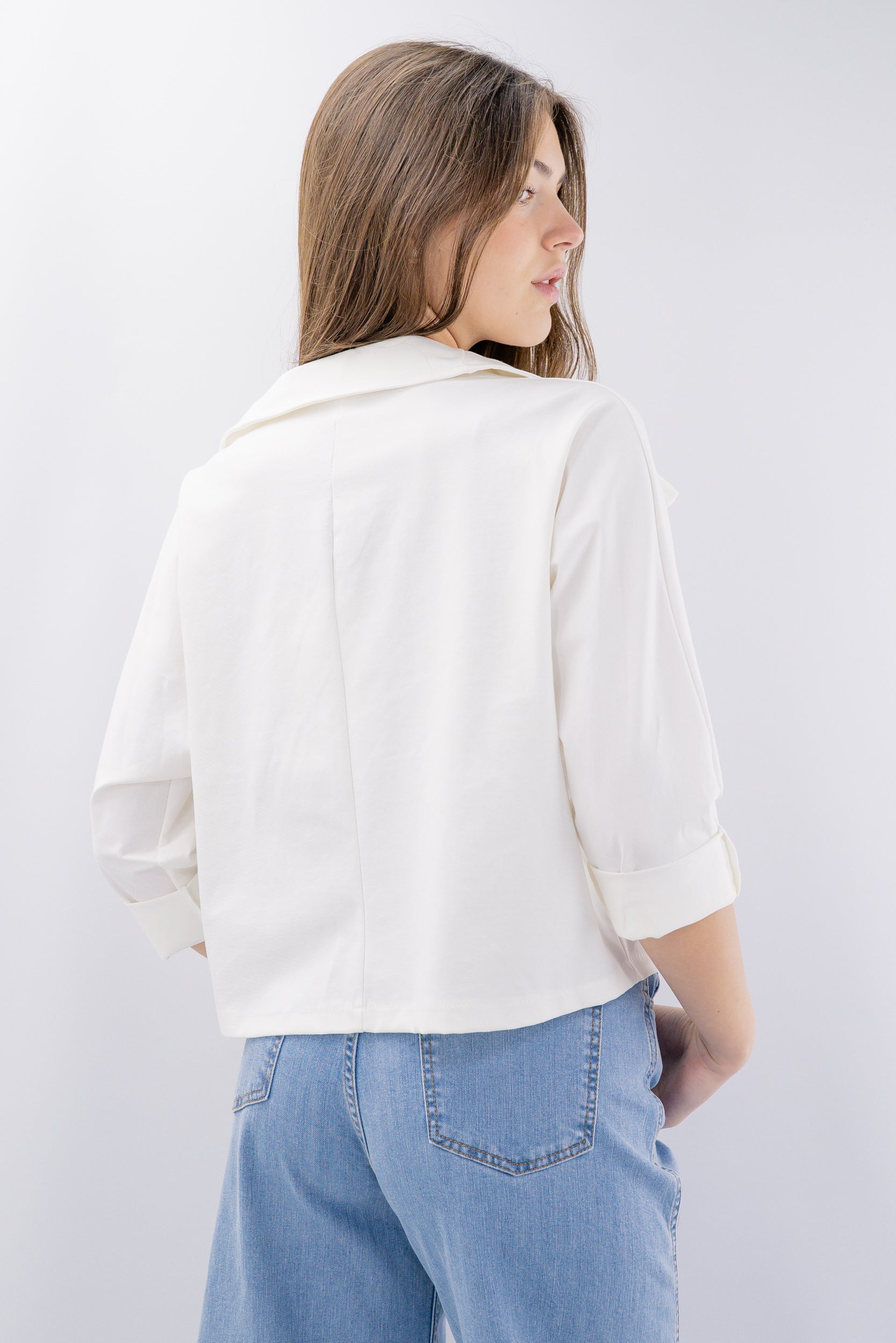 Blazer in punto Milano con revers ampi