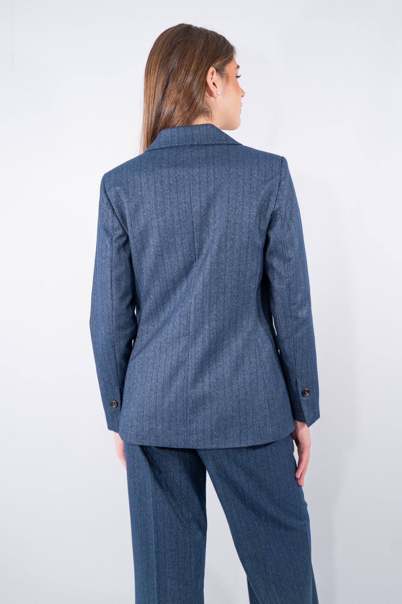 Blazer doppiopetto a motivo spinato e gessato