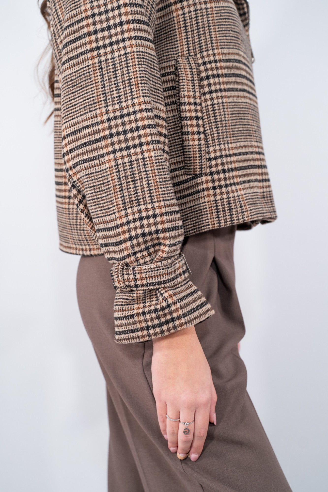 Giacca Biker in tessuto check effetto chiodo