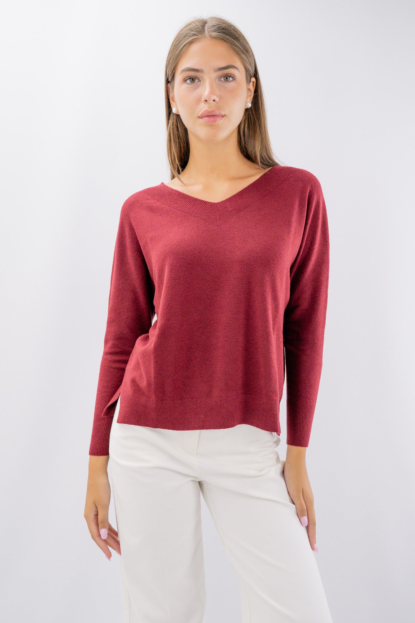 Maglia scollo a V fronte e retro