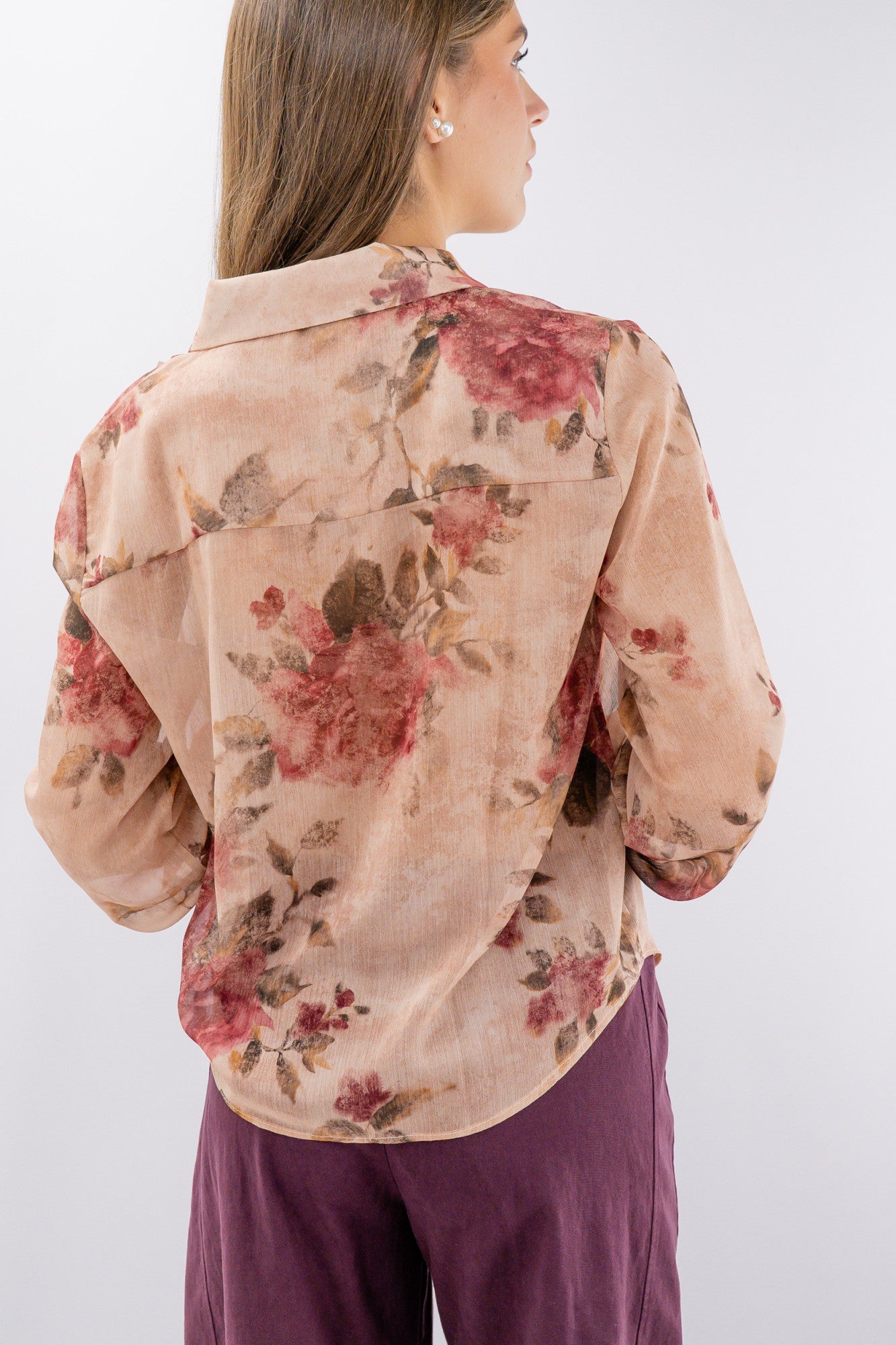 Camicia in georgette con stampa floreale