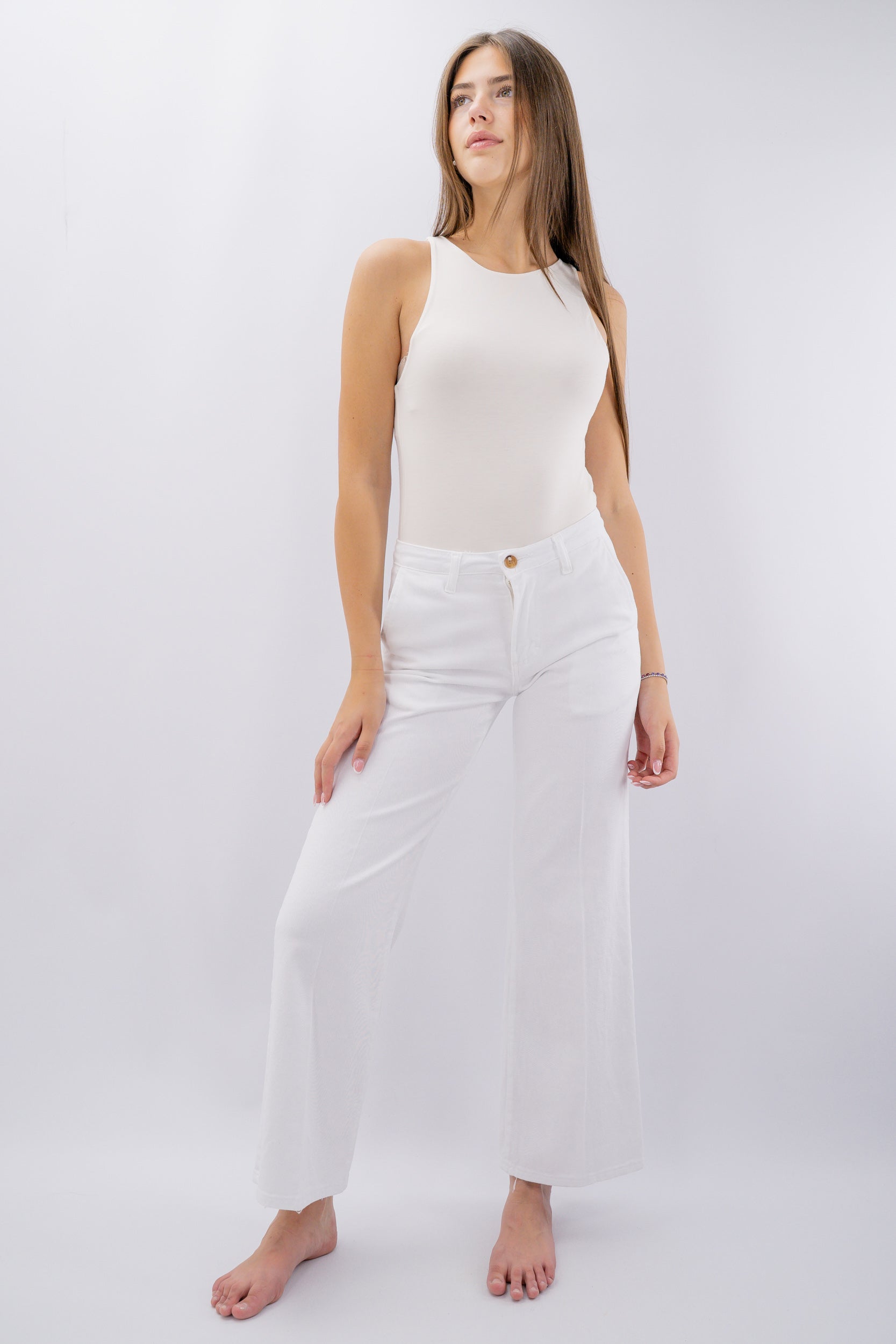 Jeans palazzo tasca a filo