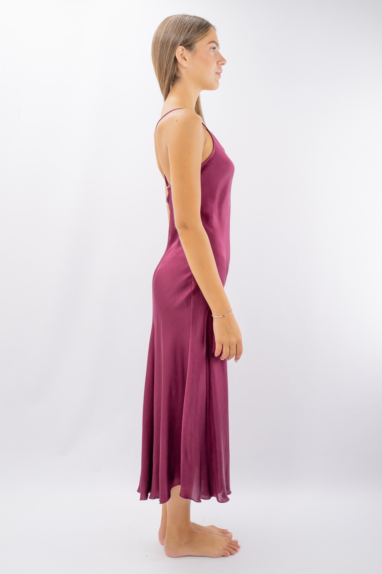 Slip dress in viscosa satinata