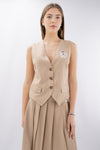 Gilet foderato gessato con stemma