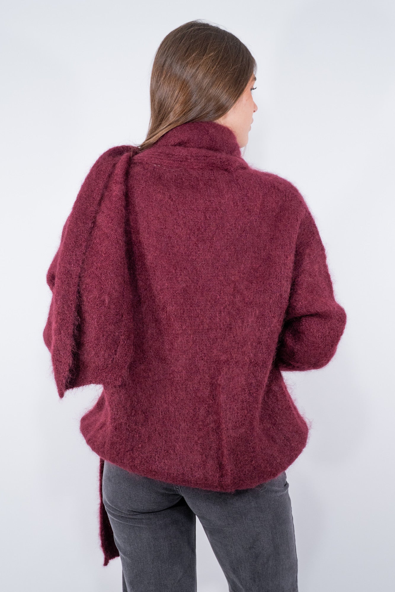 Cardigan con sciarpa in super kid mohair