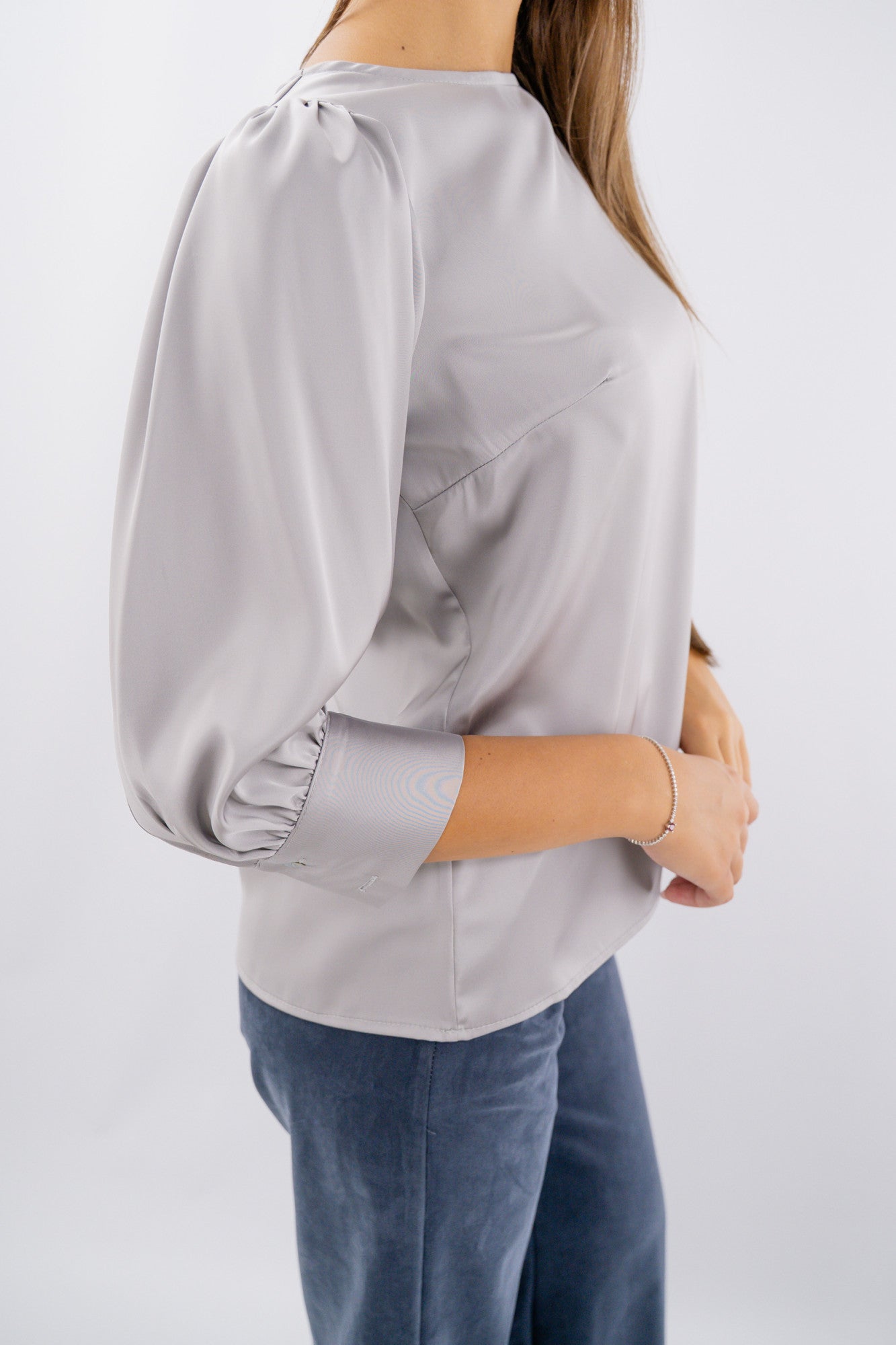Blusa ad effetto satinato