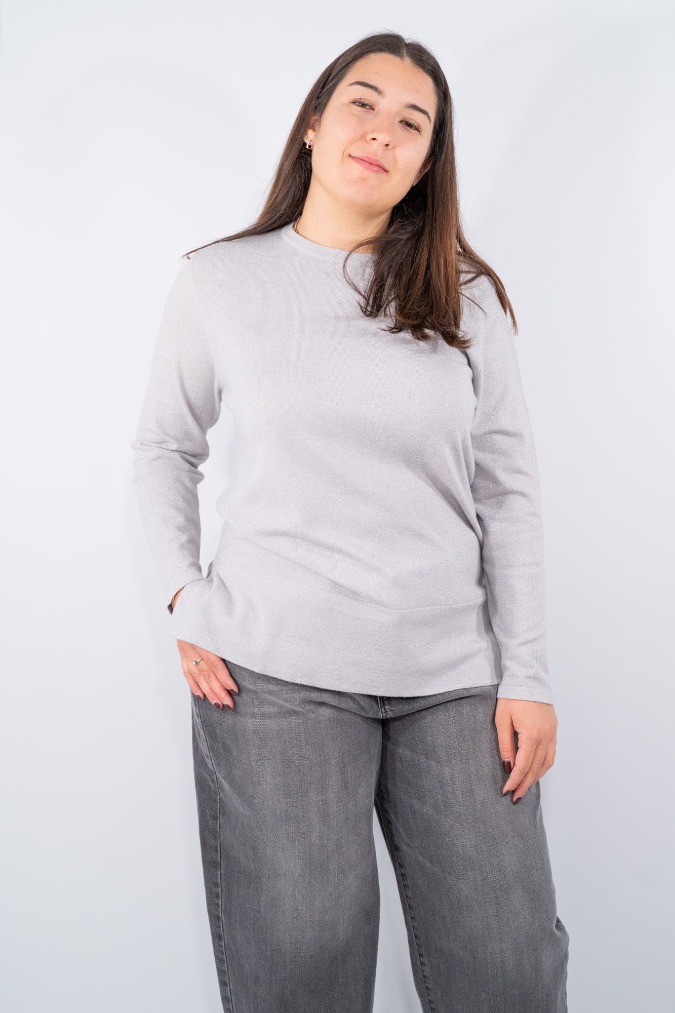 Girocollo over con filati lurex