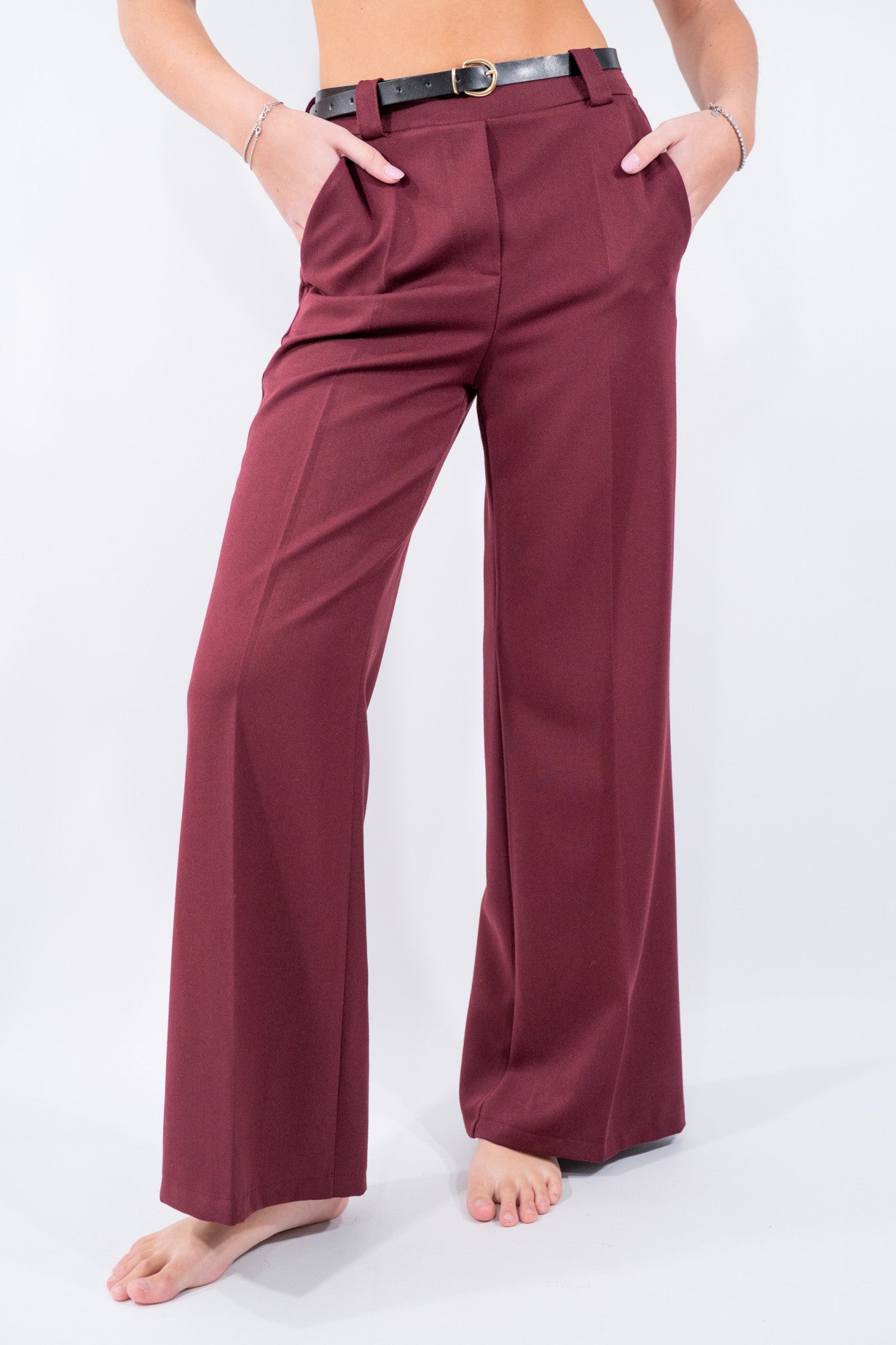 Pantalone sartoriale con elastico e cintura in vita