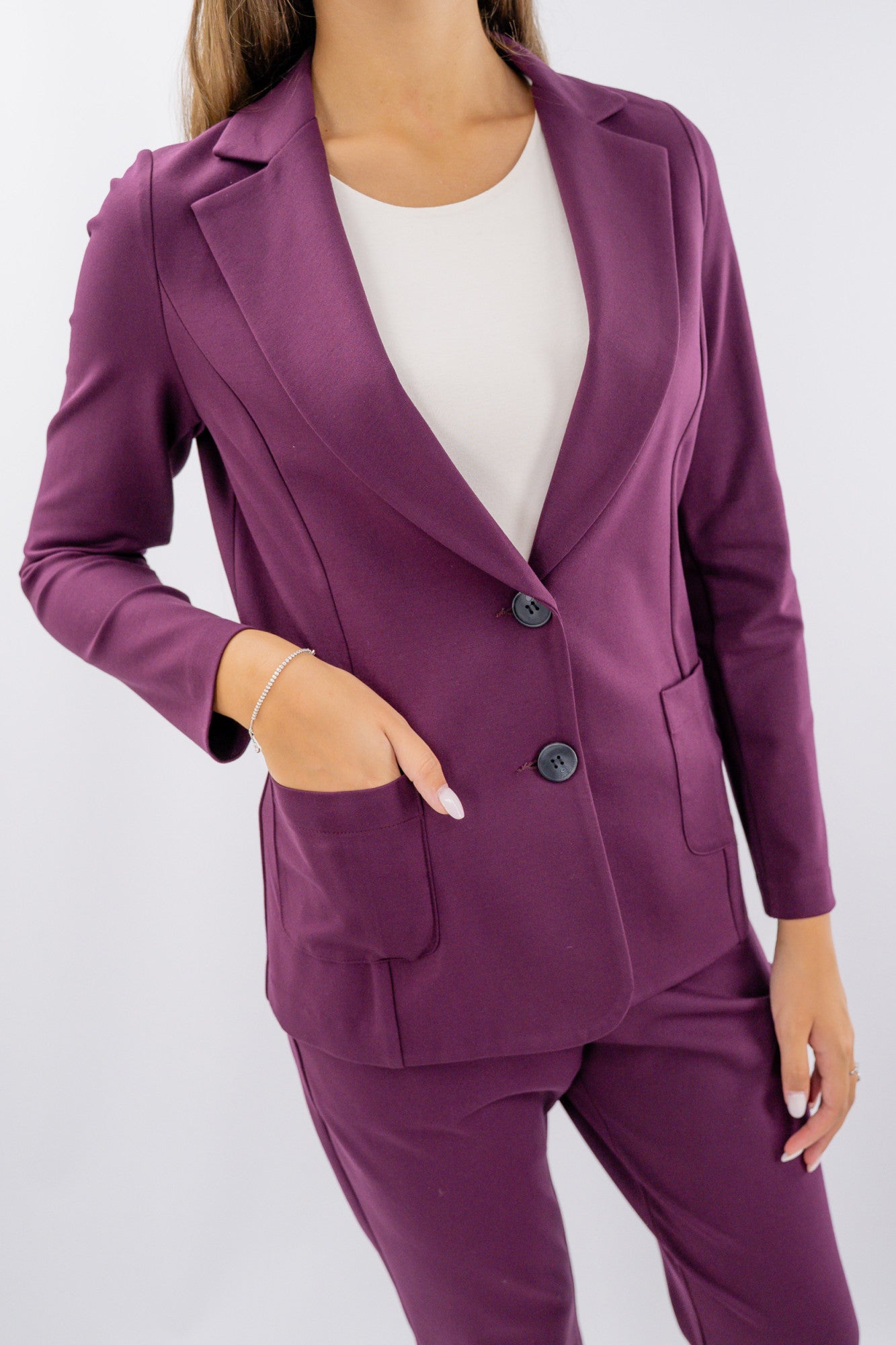 Blazer monopetto sfoderato in punto roma