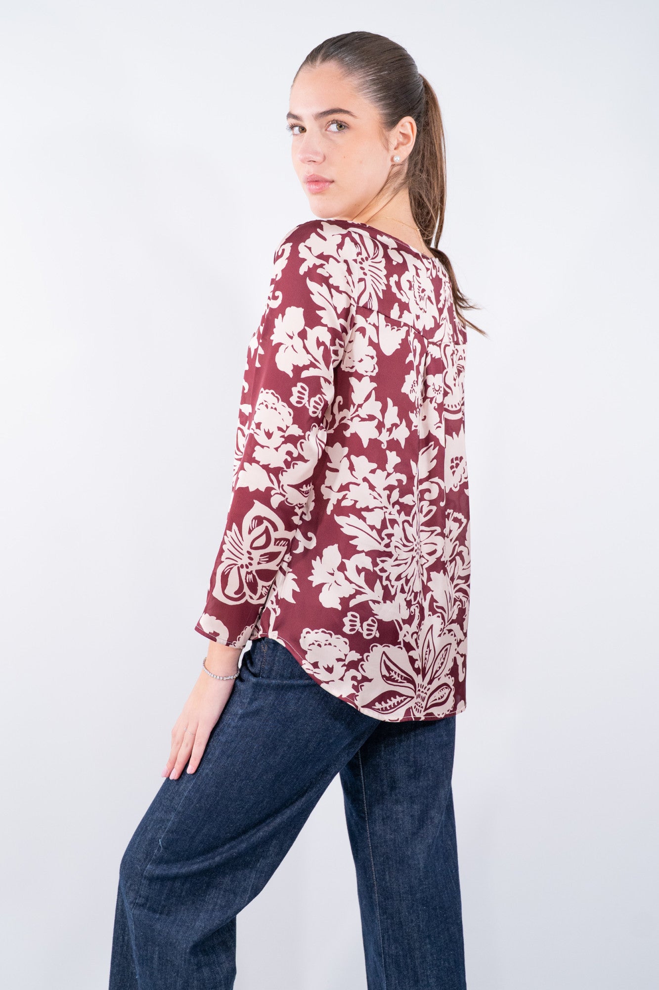Blusa in texture ad effetto satinato fantasia Paisley