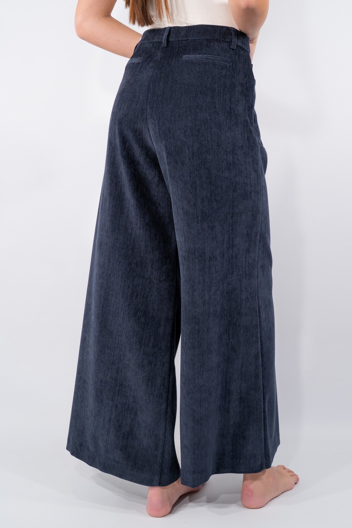 Pantaloni palazzo in tessuto effetto velluto