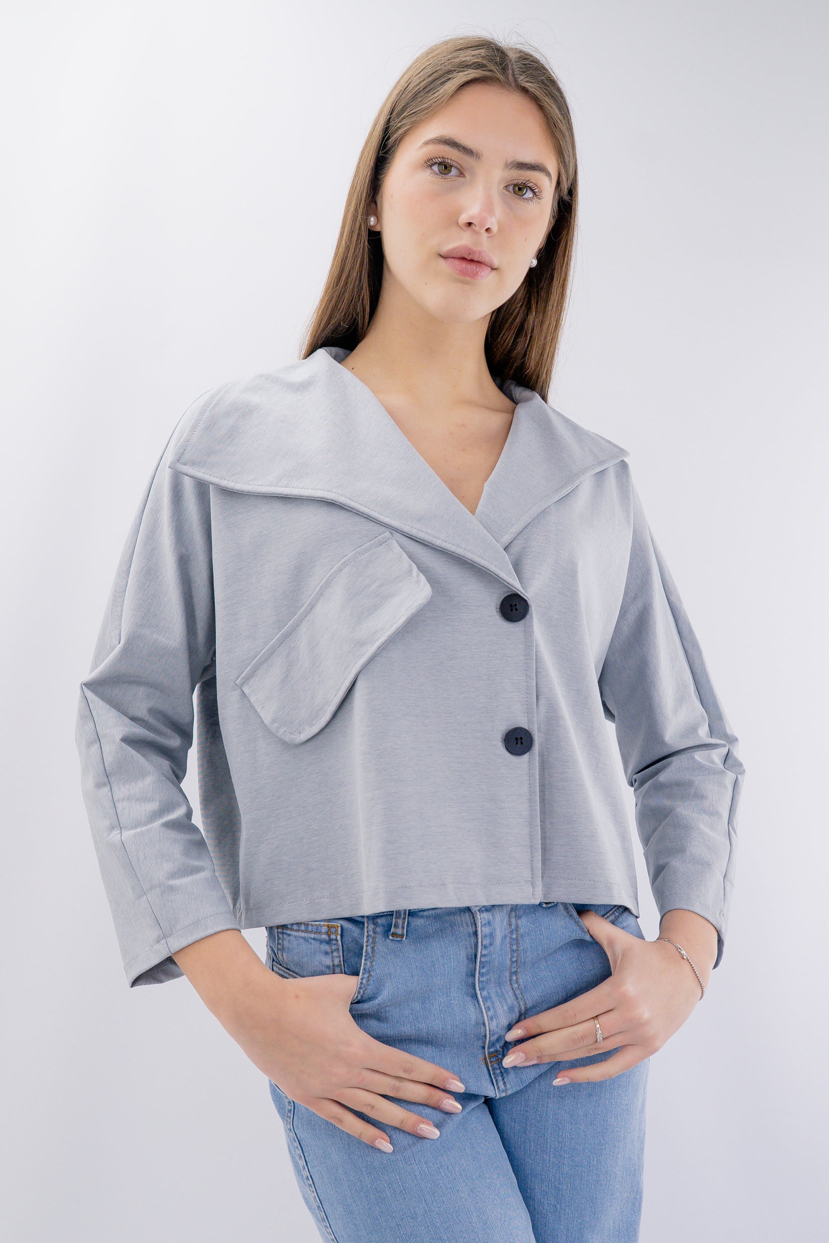 Blazer in punto Milano con revers ampi