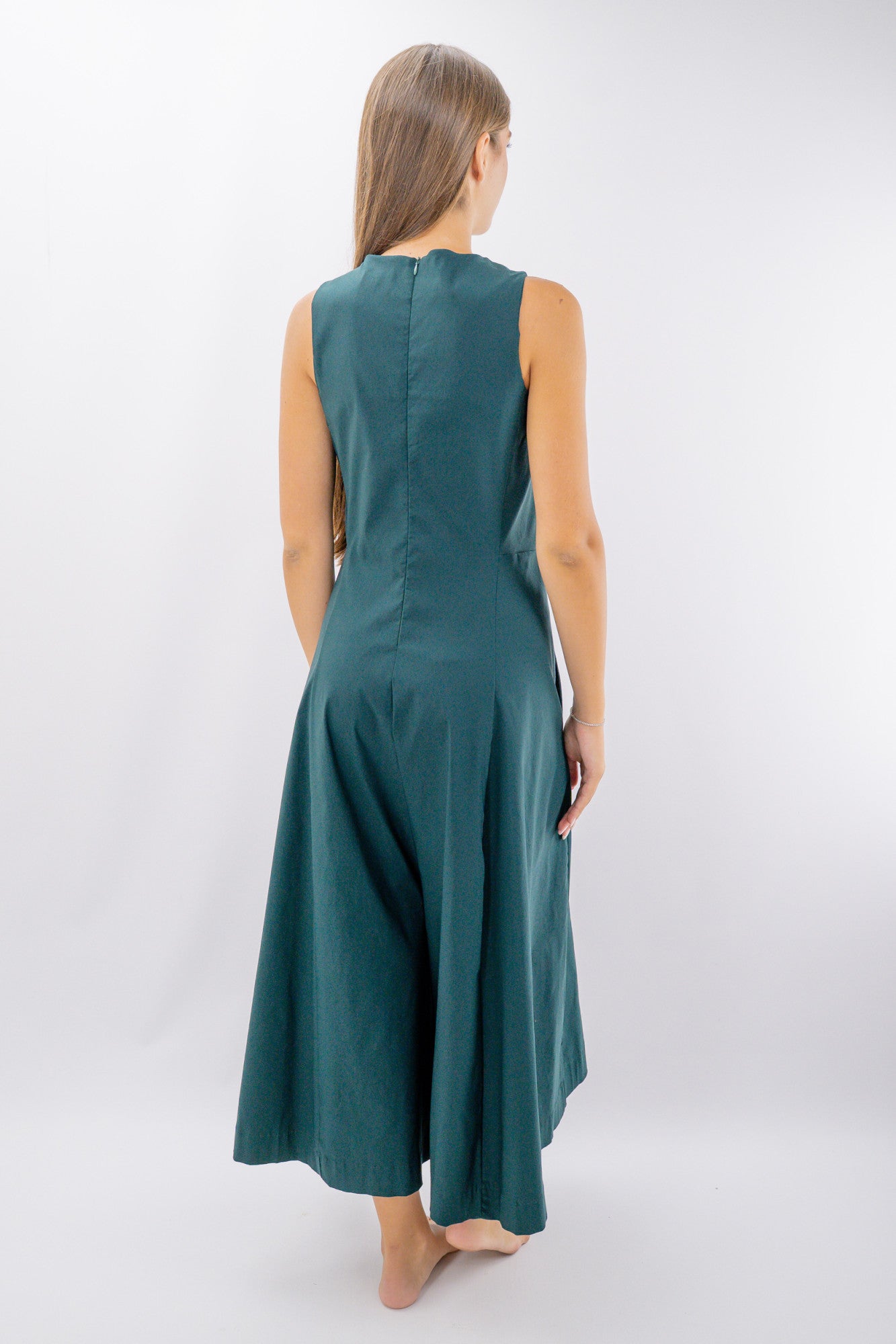Tuta cropped a palazzo in texture elasticizzata