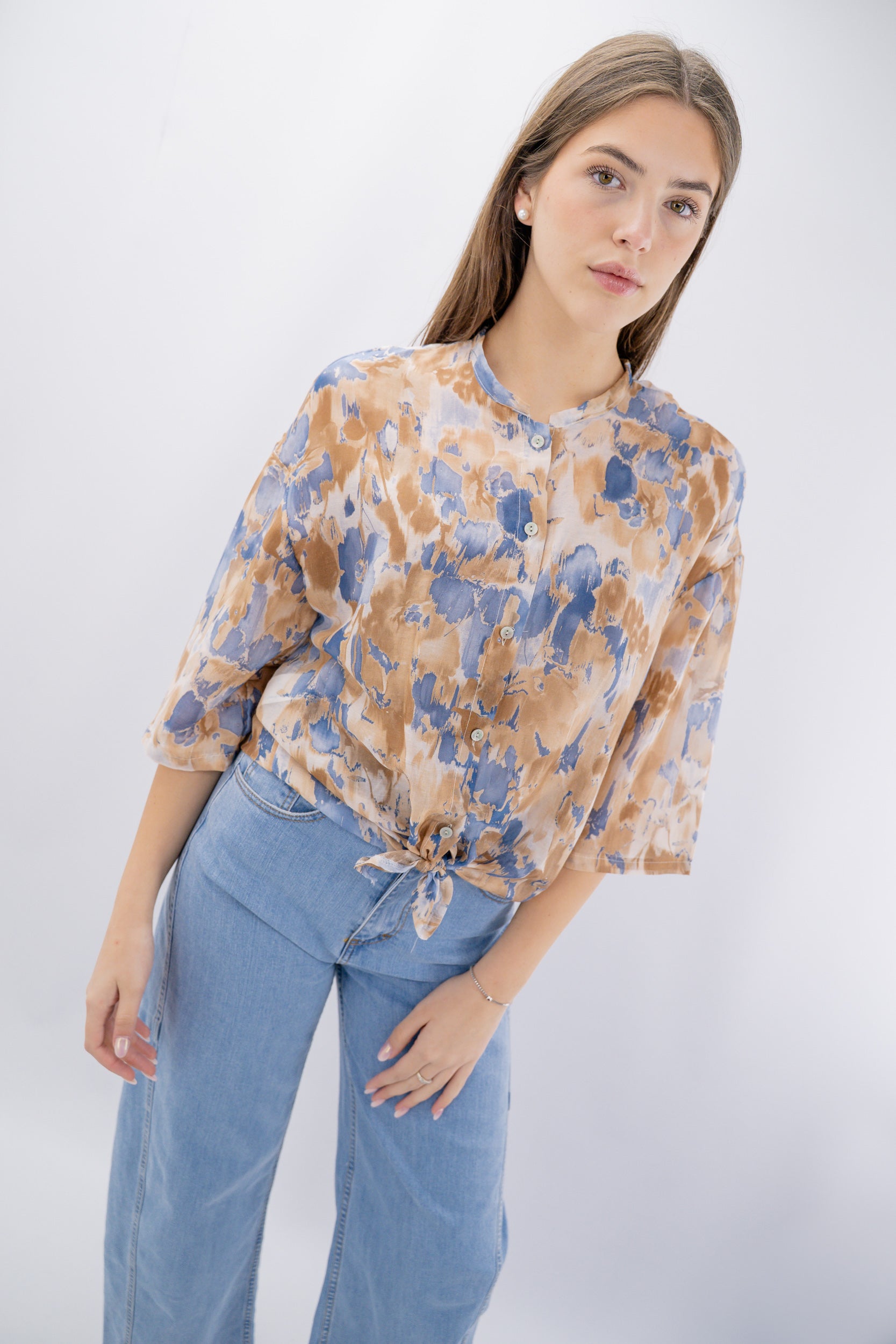 Camicia fantasia seta e viscosa
