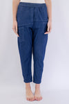 Pantalone ovetto in denim elasticizzato