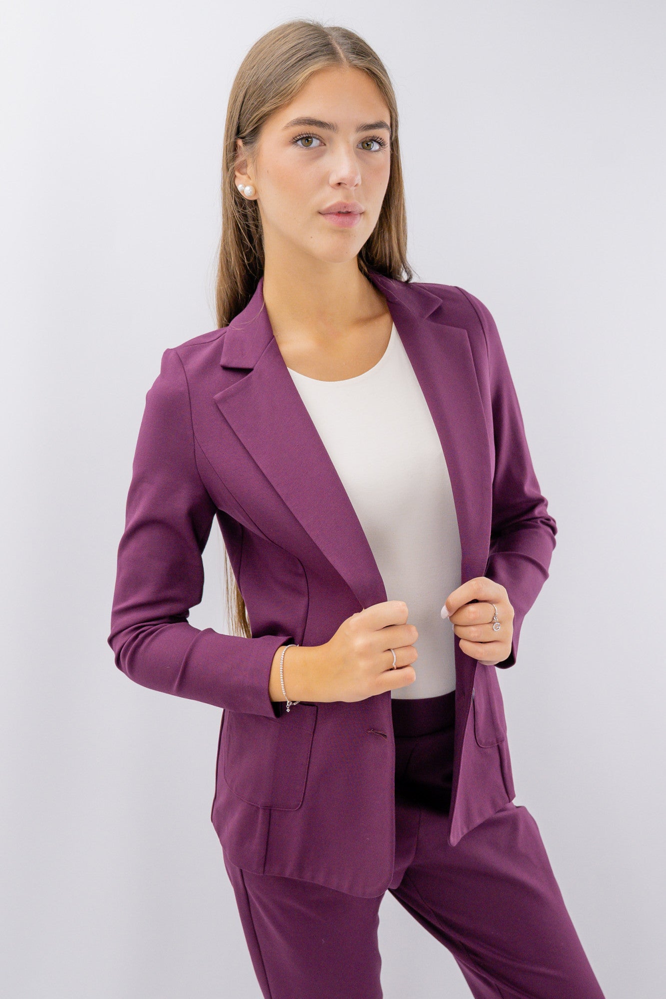 Blazer monopetto sfoderato in punto roma