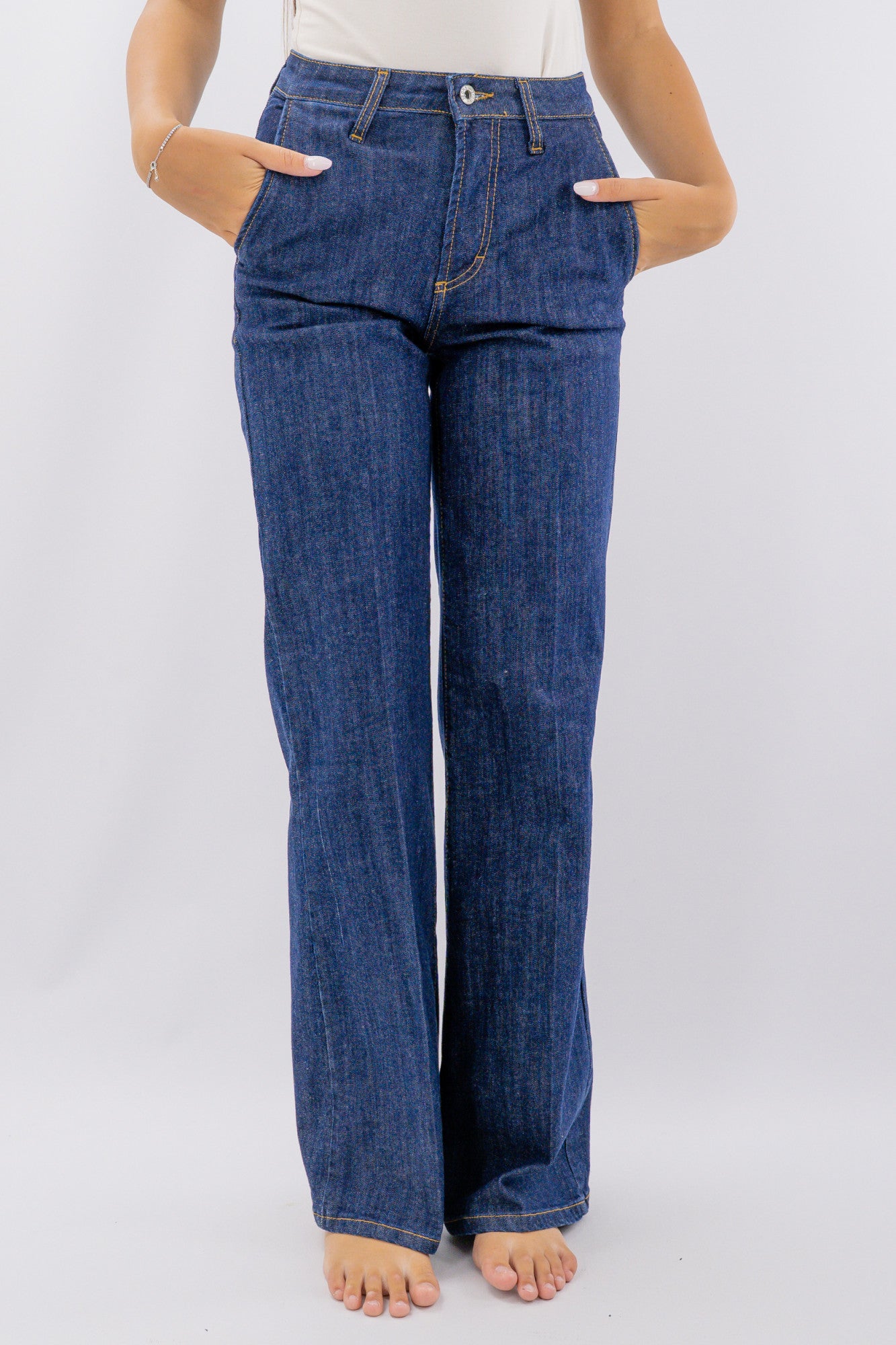 Jeans palazzo  con tasca a filo