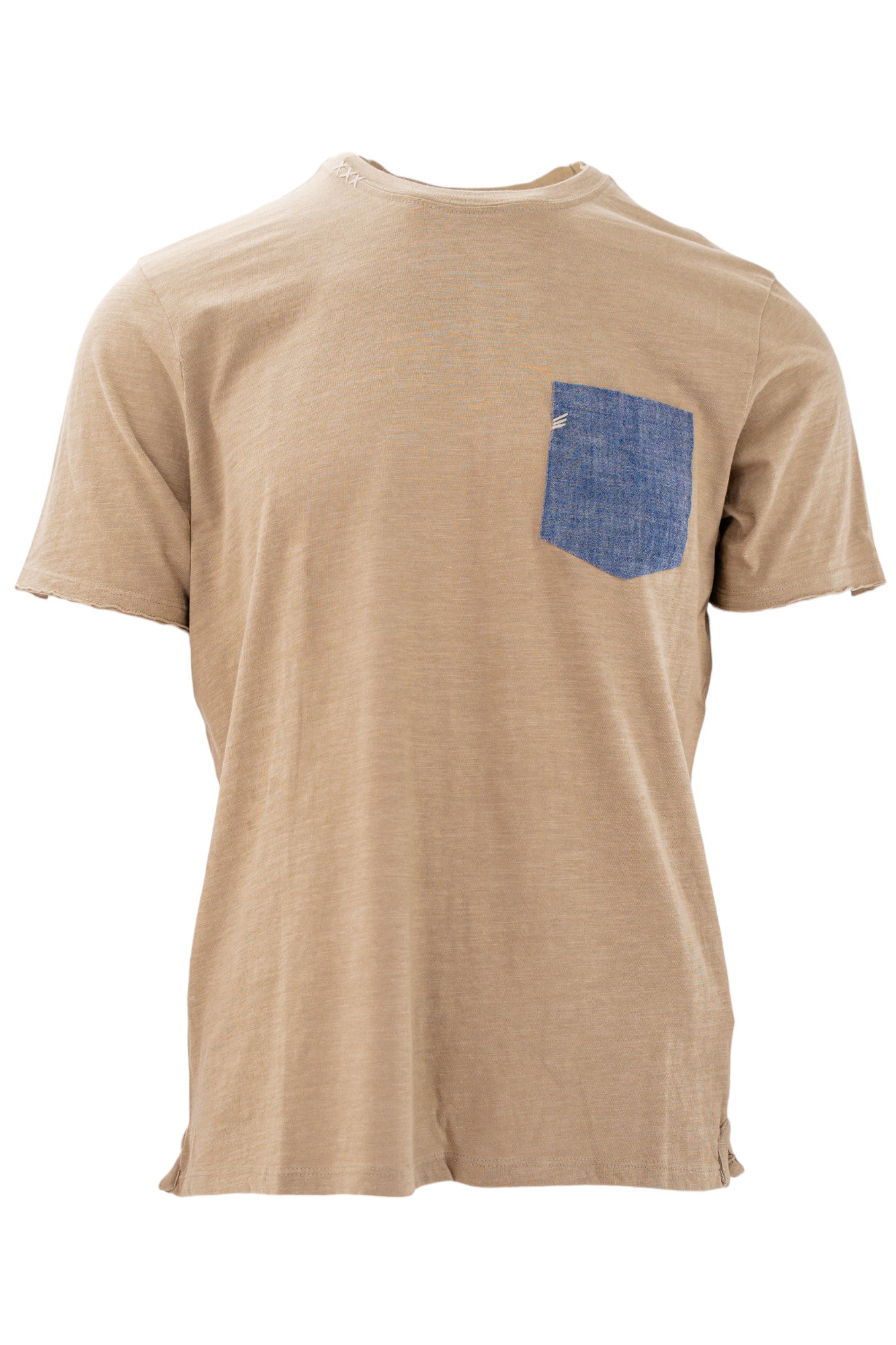 T-shirt girocollo con taschino a contrasto