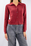Cardigan cropped con colletto sportivo e tasche