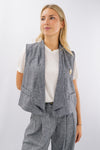Gilet tweed aperto con revers