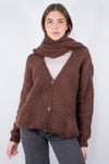 Cardigan con sciarpa in super kid mohair