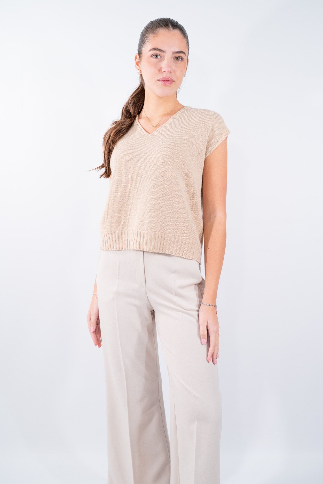 Gilet boxy con scollo V