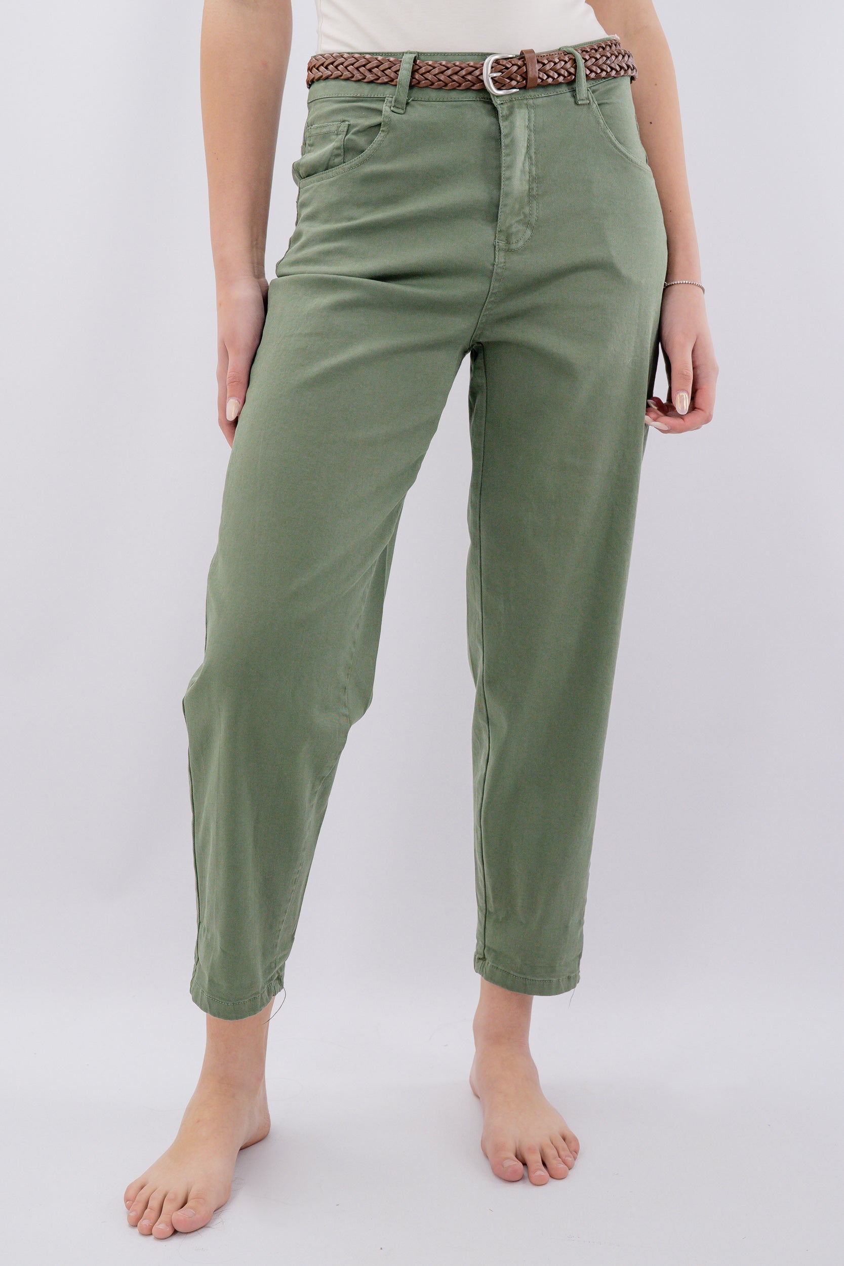 Pantalone ovetto in drill di cotone