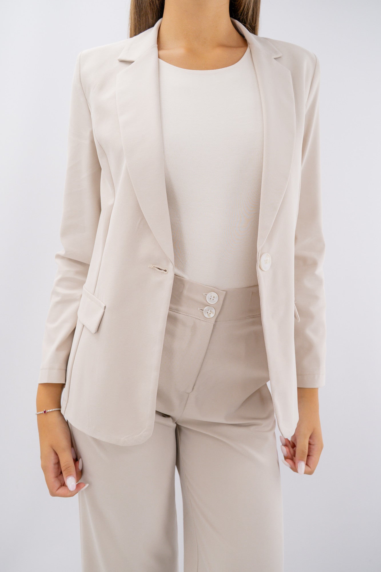 Blazer monopetto in tessuto mano pesca soft