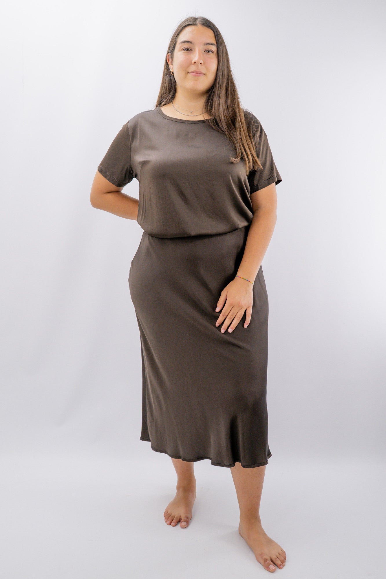 Blusa oversize in viscosa satinata