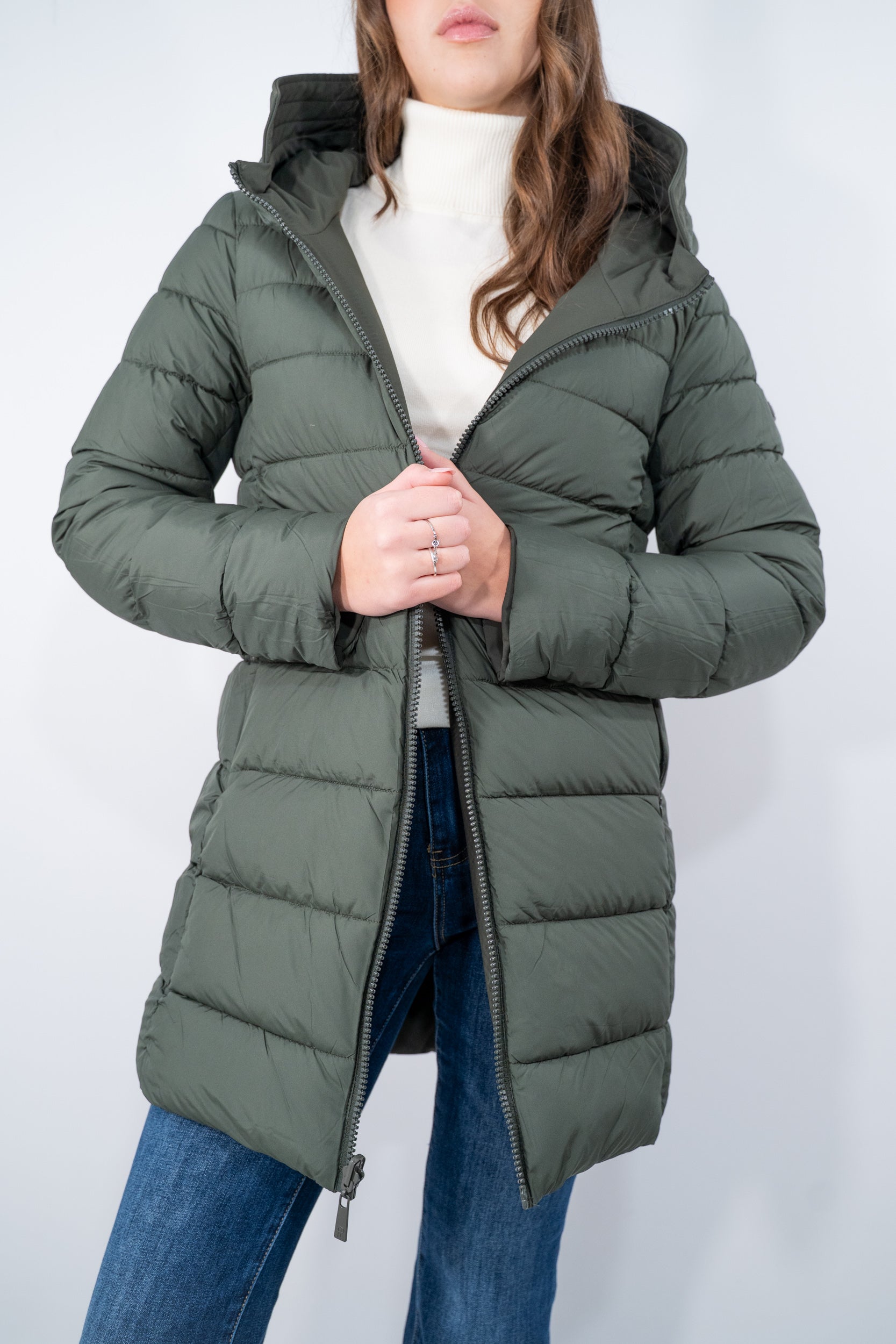 Giaccone reversibile imbottito in tessuto tecnico con cappuccio