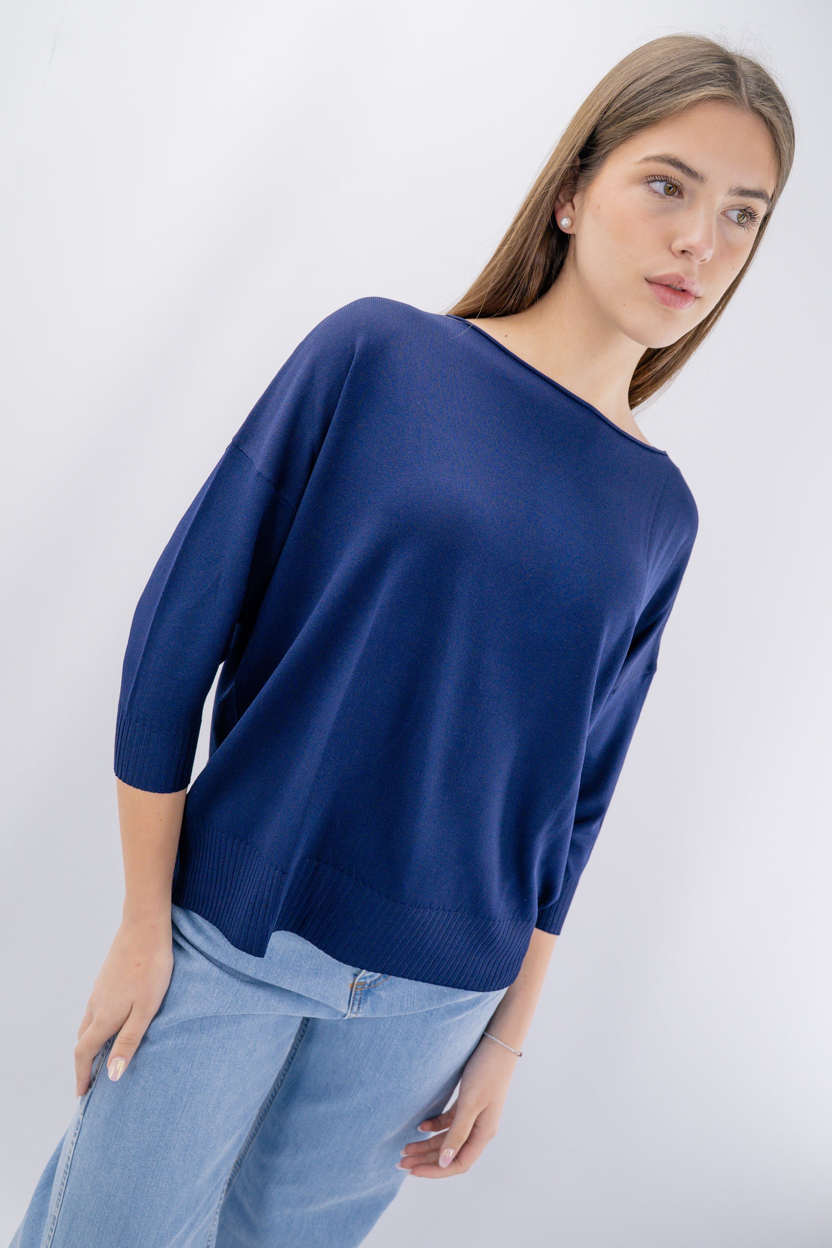 Maglia in viscosa a manica 3/4