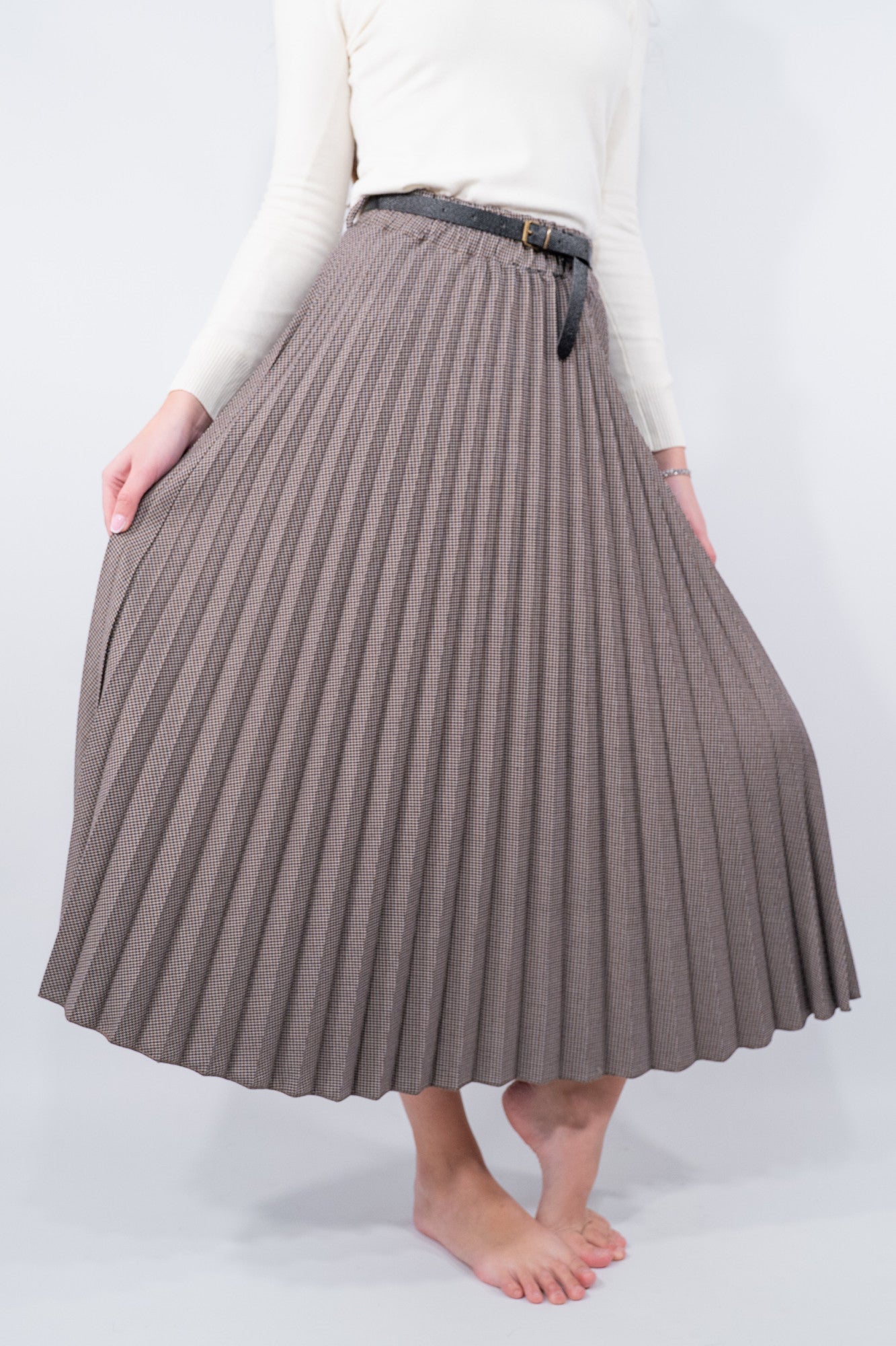 Gonna lunga a pieghe con cintura integrata