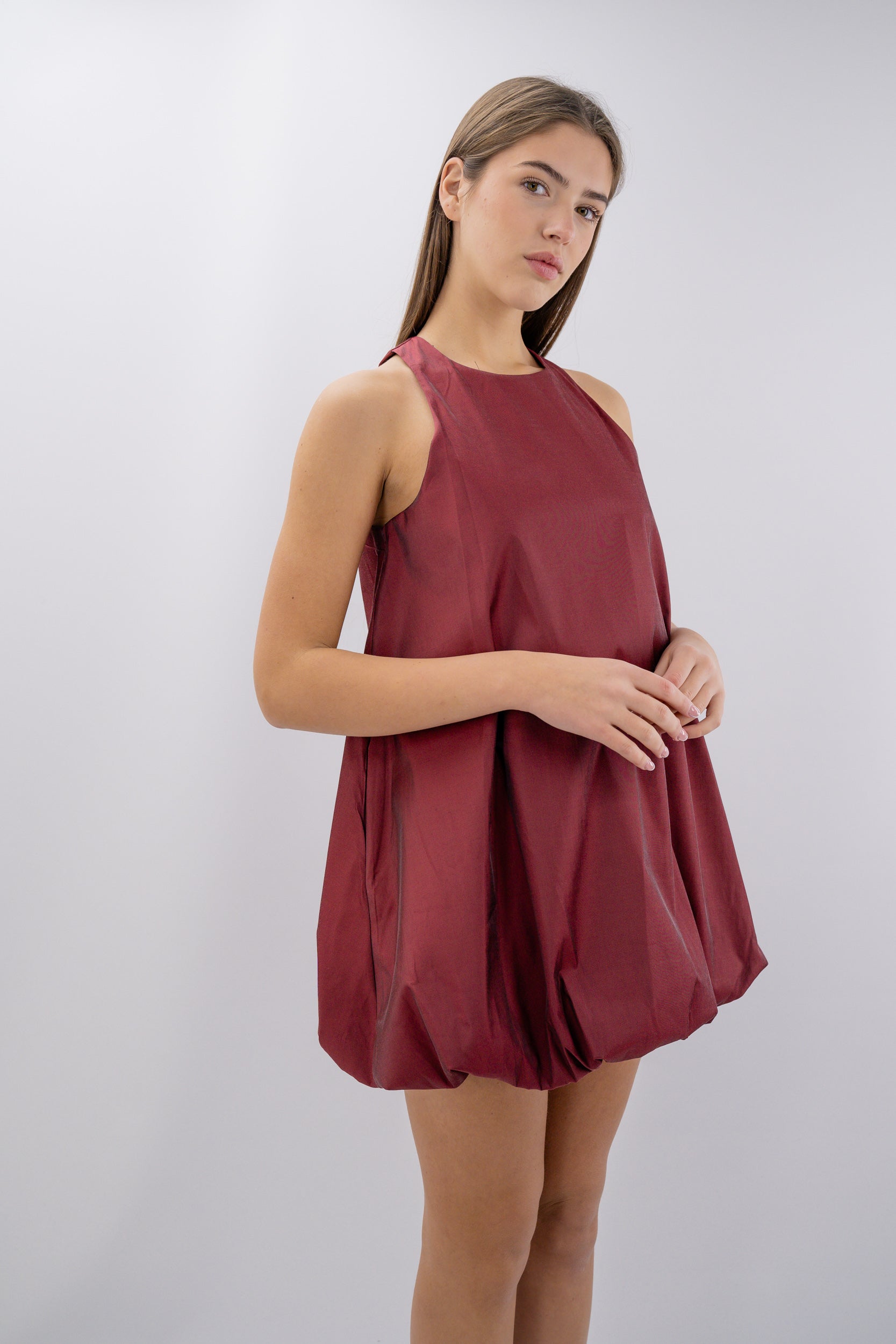 Minidress in taffettà linea a palloncino