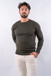 Maglia girocollo con toppe e doppio collo