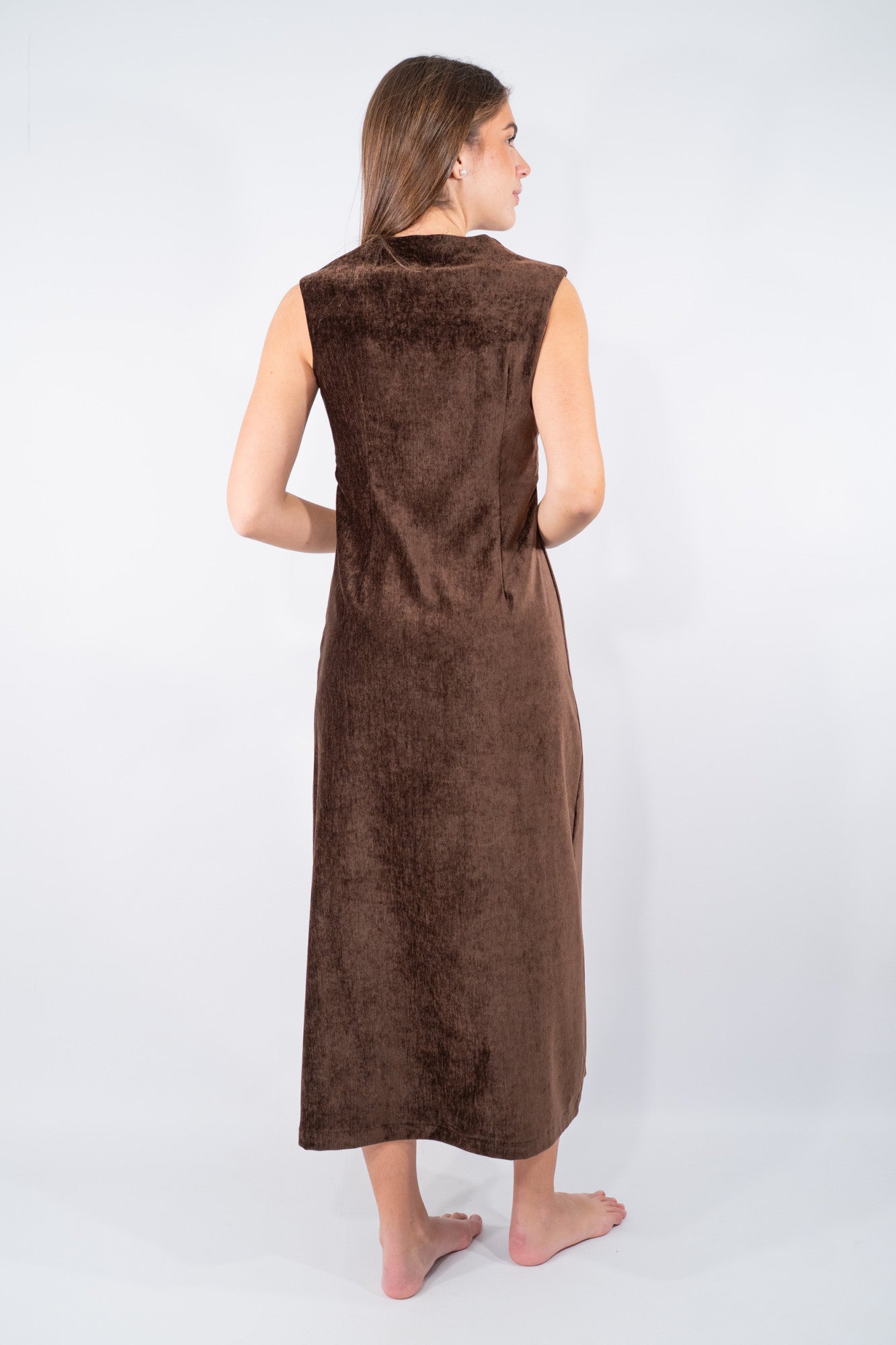 Abito lungo  velluto senza maniche