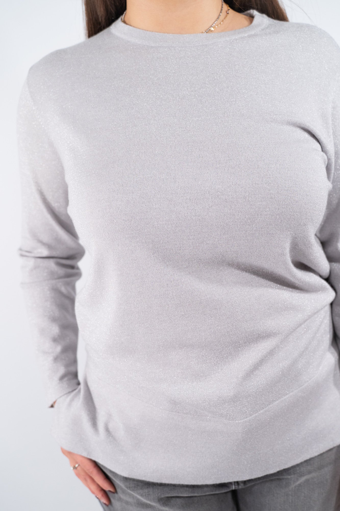 Girocollo over con filati lurex