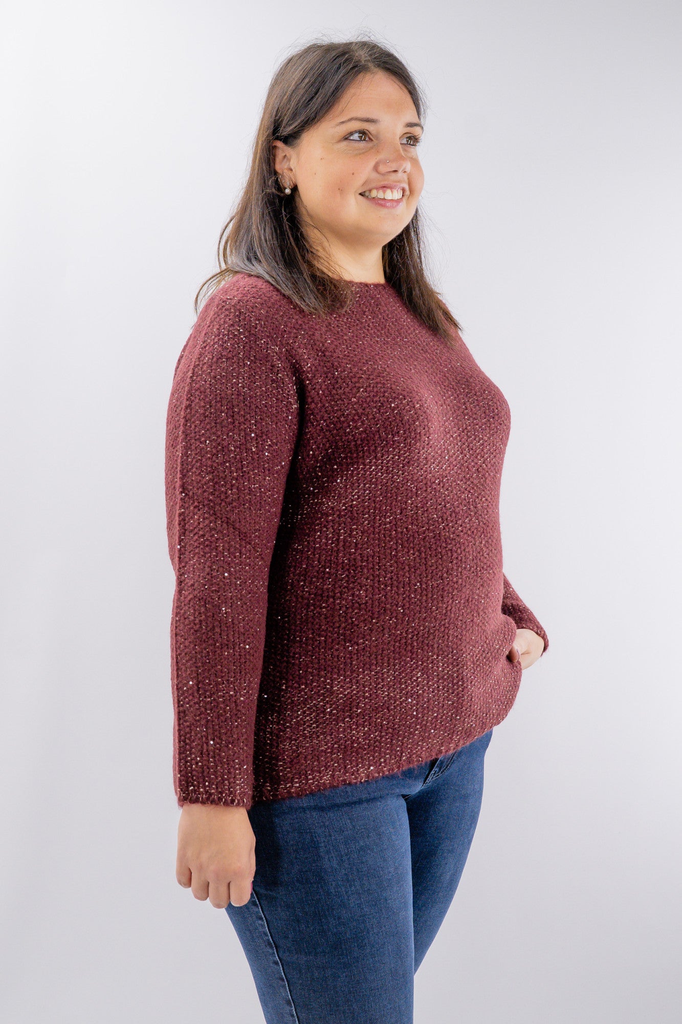 Maglione in tricot bouclé con punti luce