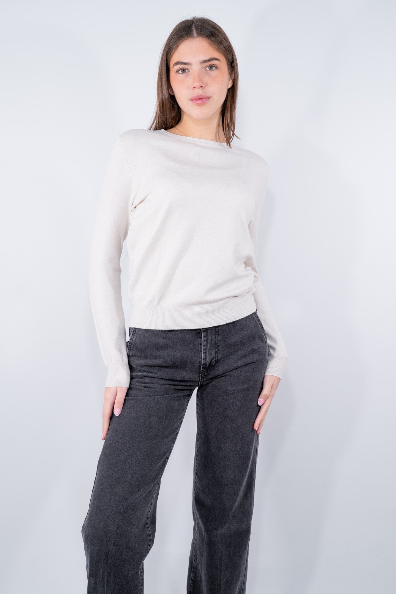 Girocollo basico in misto viscosa