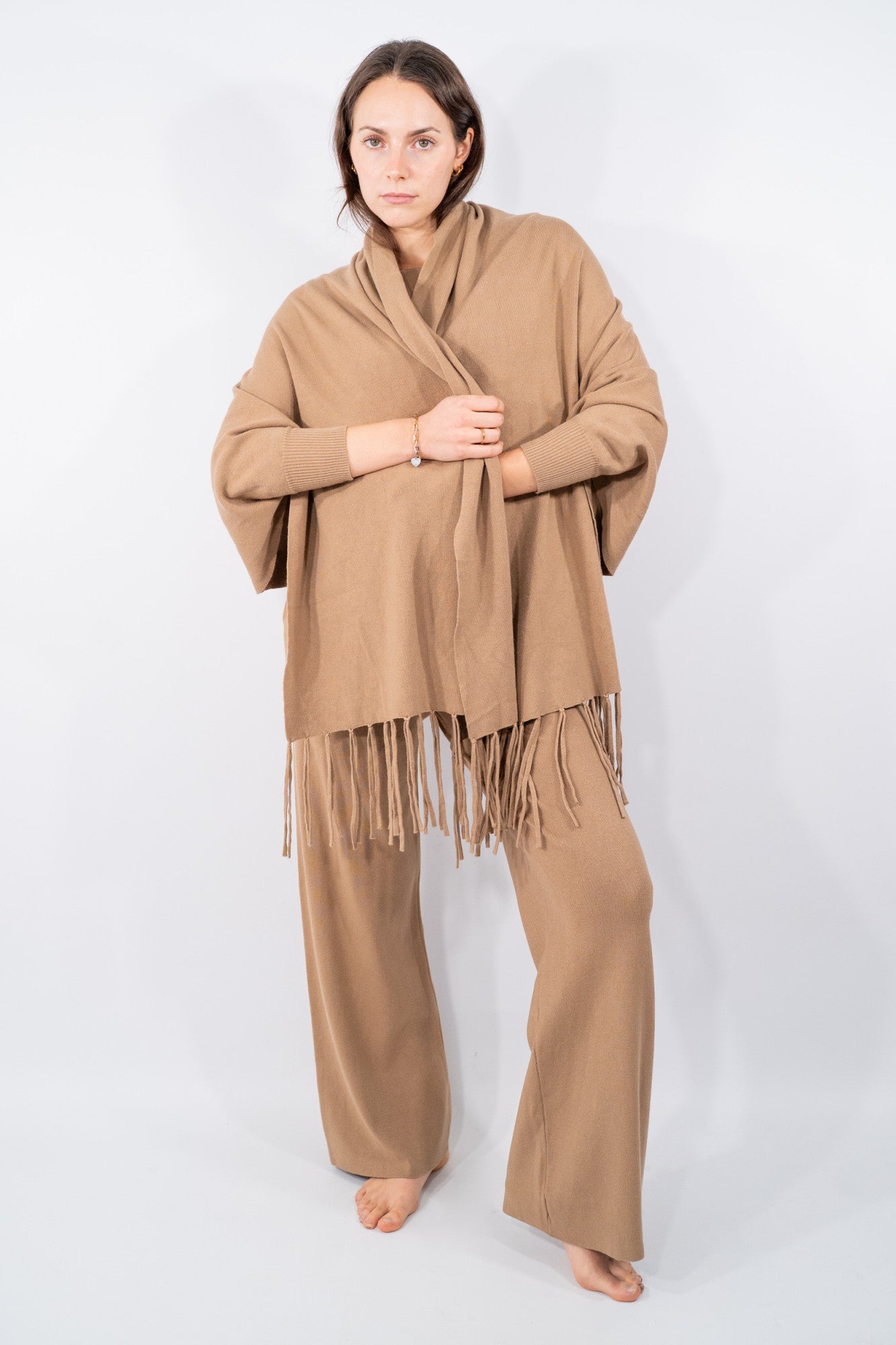 Pantalone palazzo in maglia con coulisse