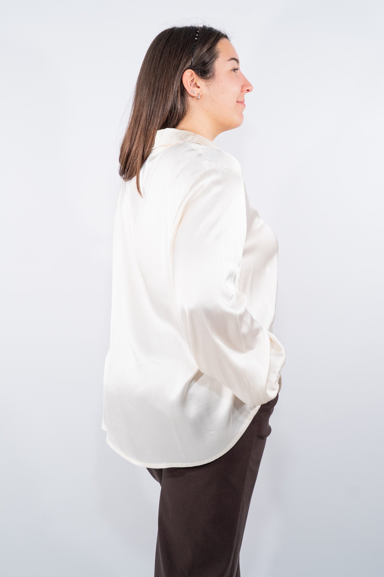 Camicia stretch oversize in viscosa satinata