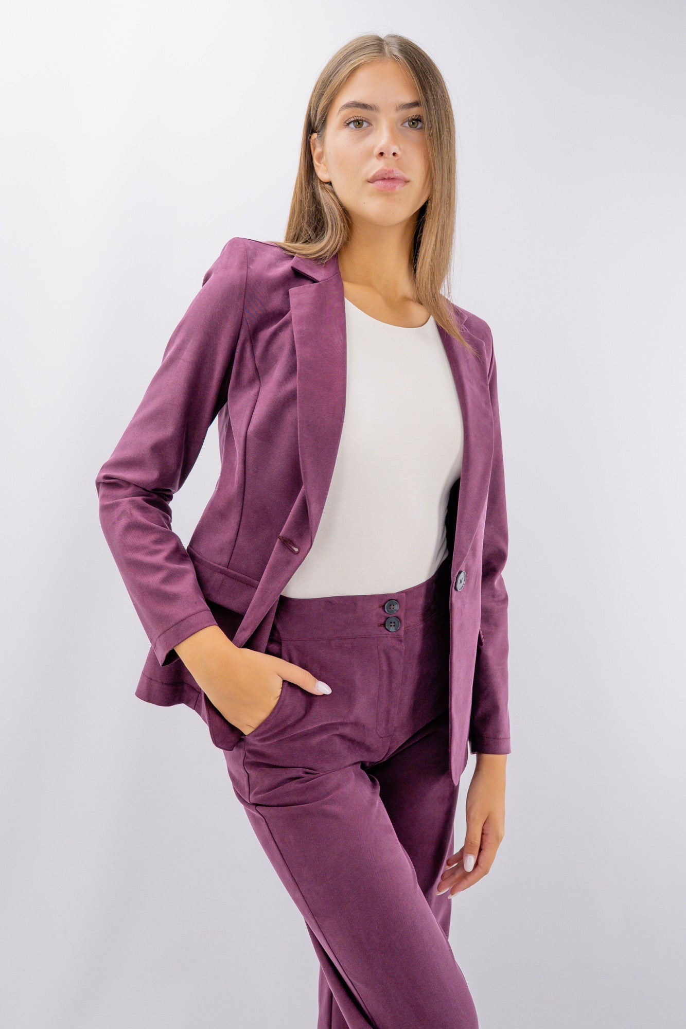 Blazer monopetto in tessuto mano pesca soft