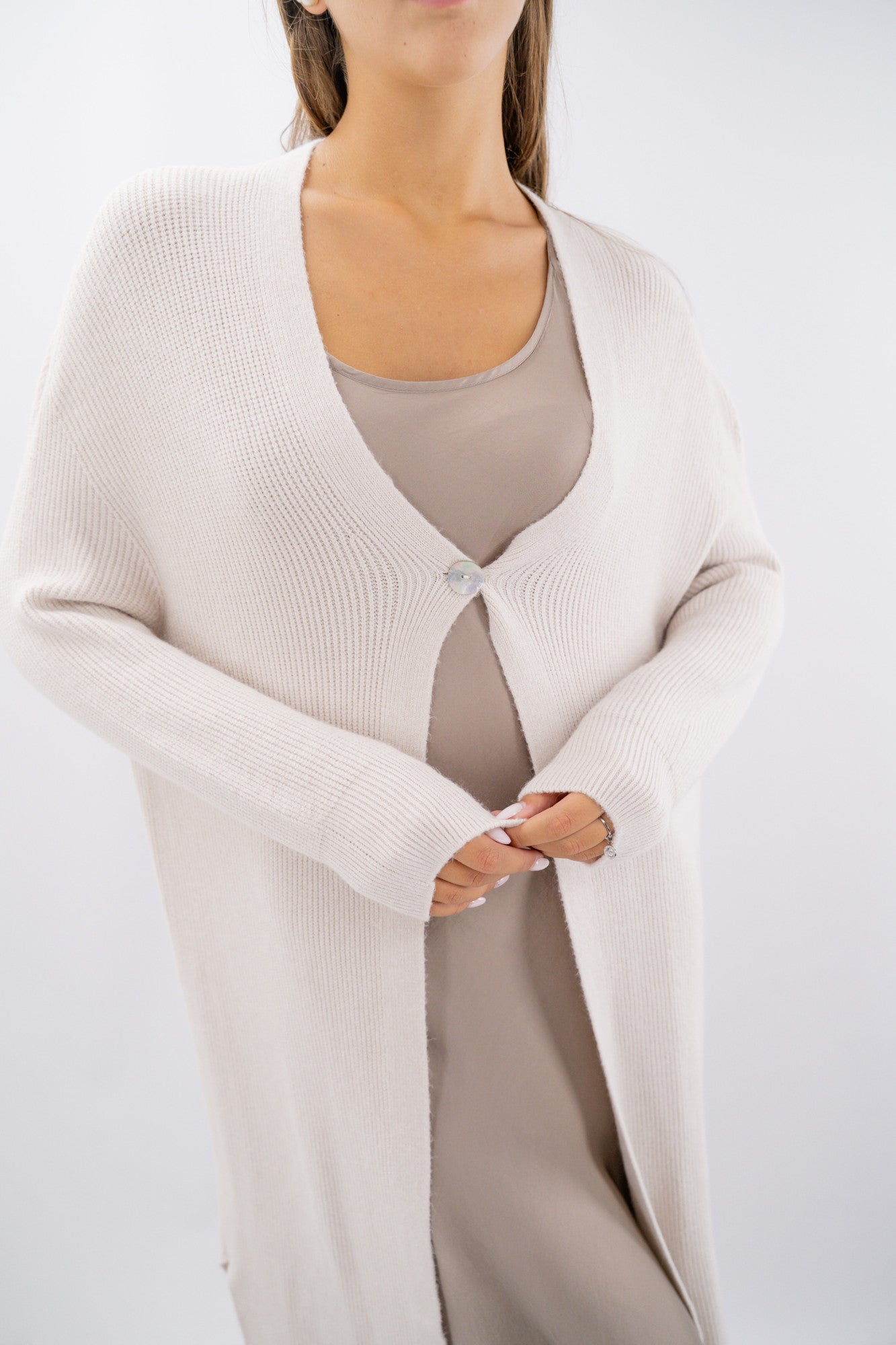 Cardigan lungo costa inglese