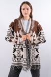 Cardigan aperto lungo con frange a contorno