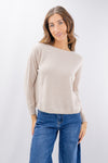 Maglia essenziale in misto lana e cashmere con collo barchetta