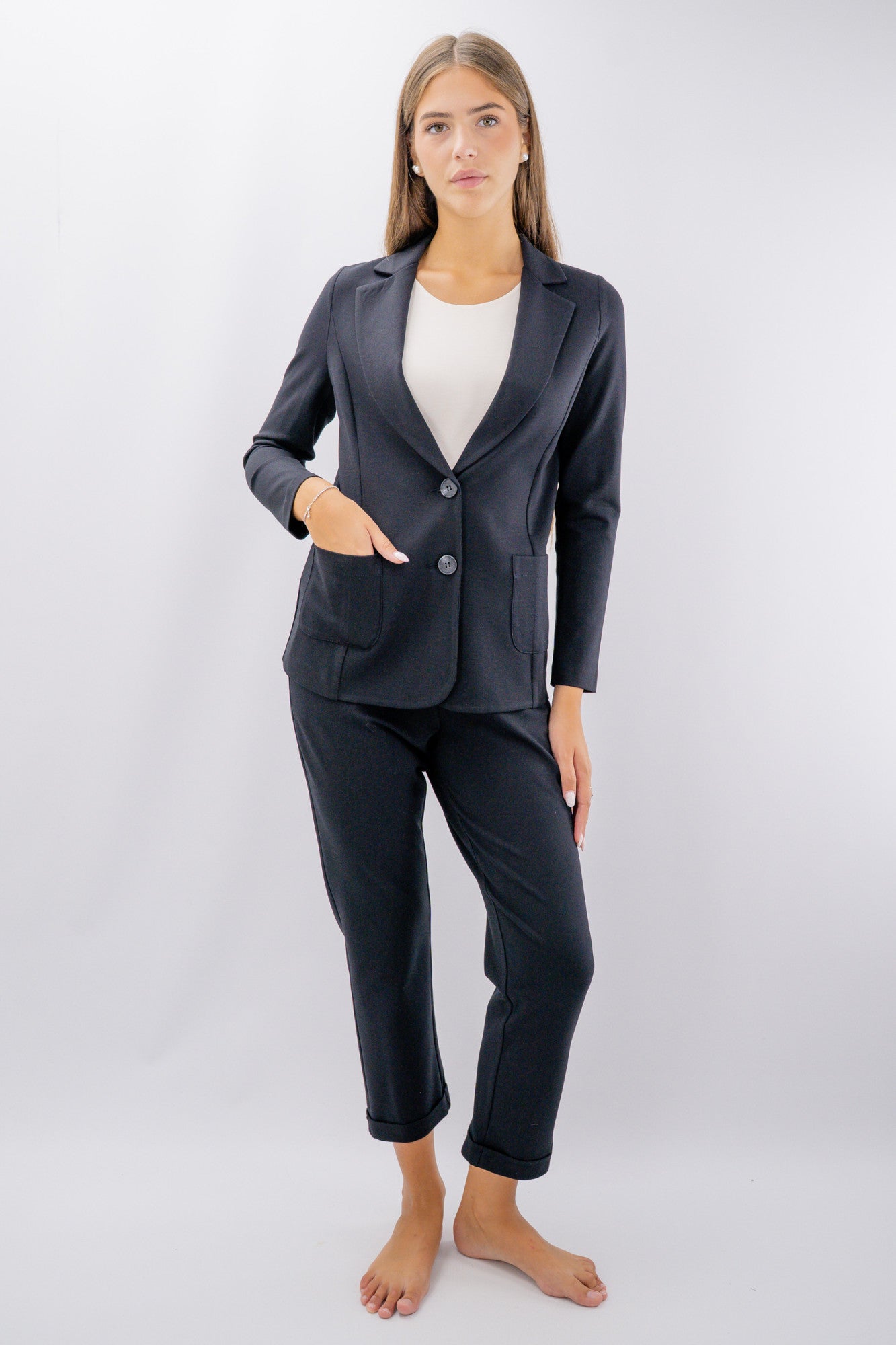 Blazer monopetto sfoderato in punto roma