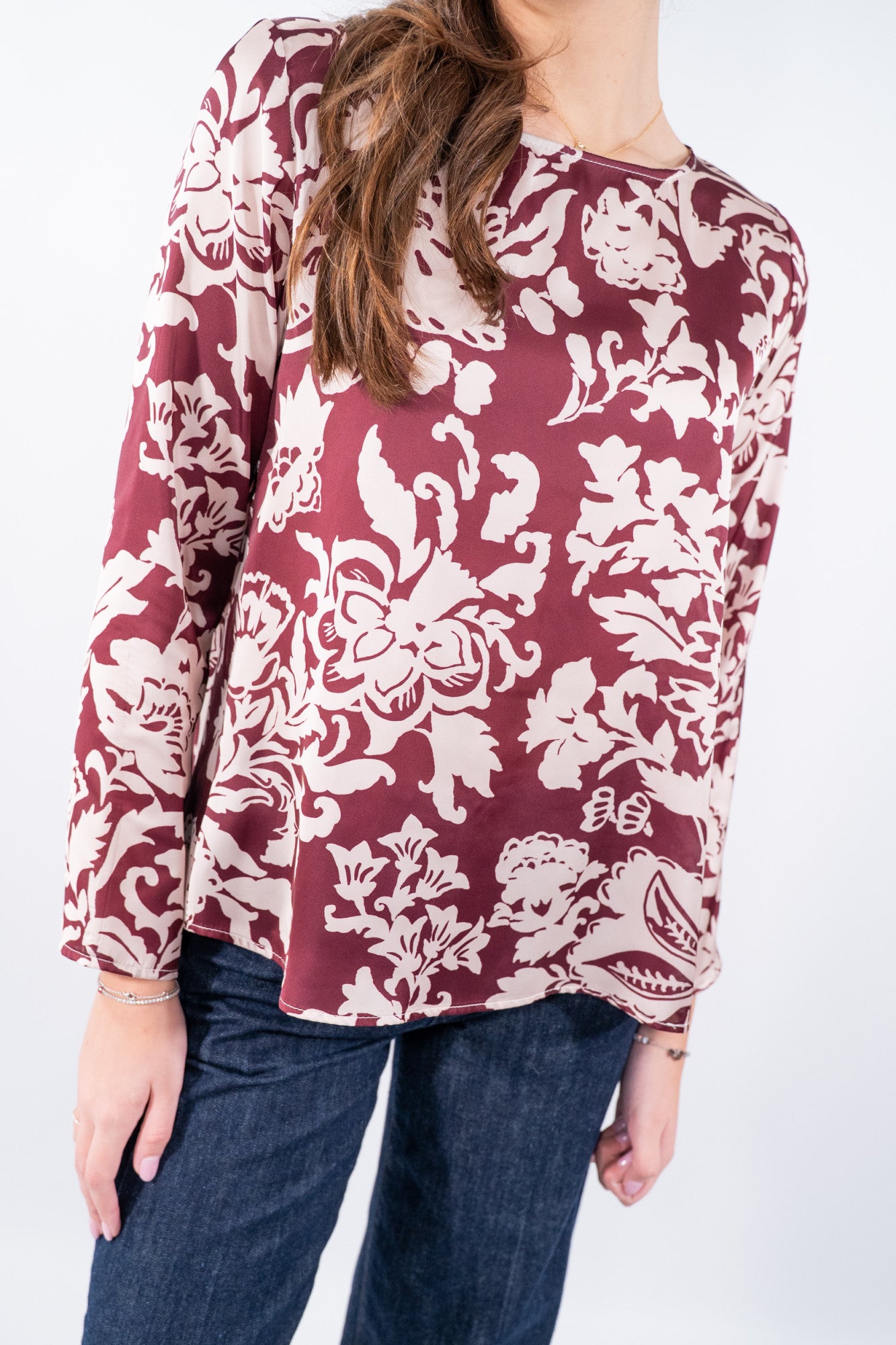 Blusa in texture ad effetto satinato fantasia Paisley